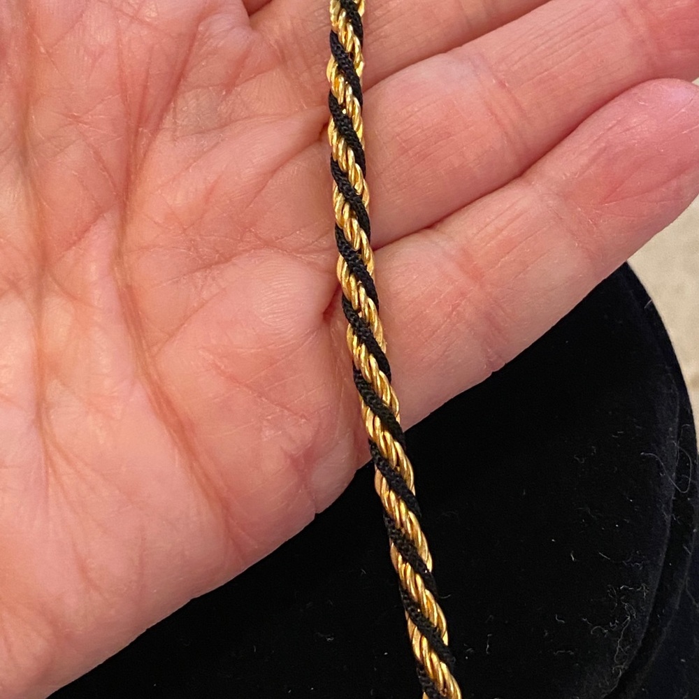 Vintage Trifari black and gold rope necklace